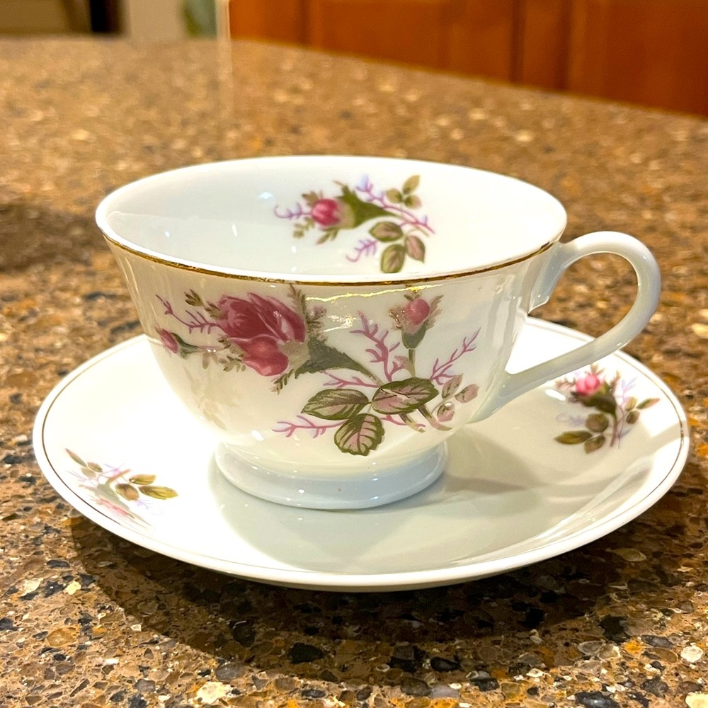 Rose Teacup and Saucer Antique